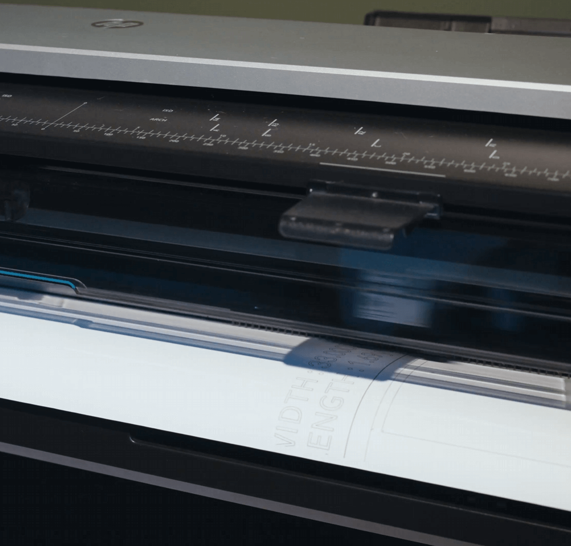 Large-format printer outputting a digital pattern piece, ready for manual assembly or sampling