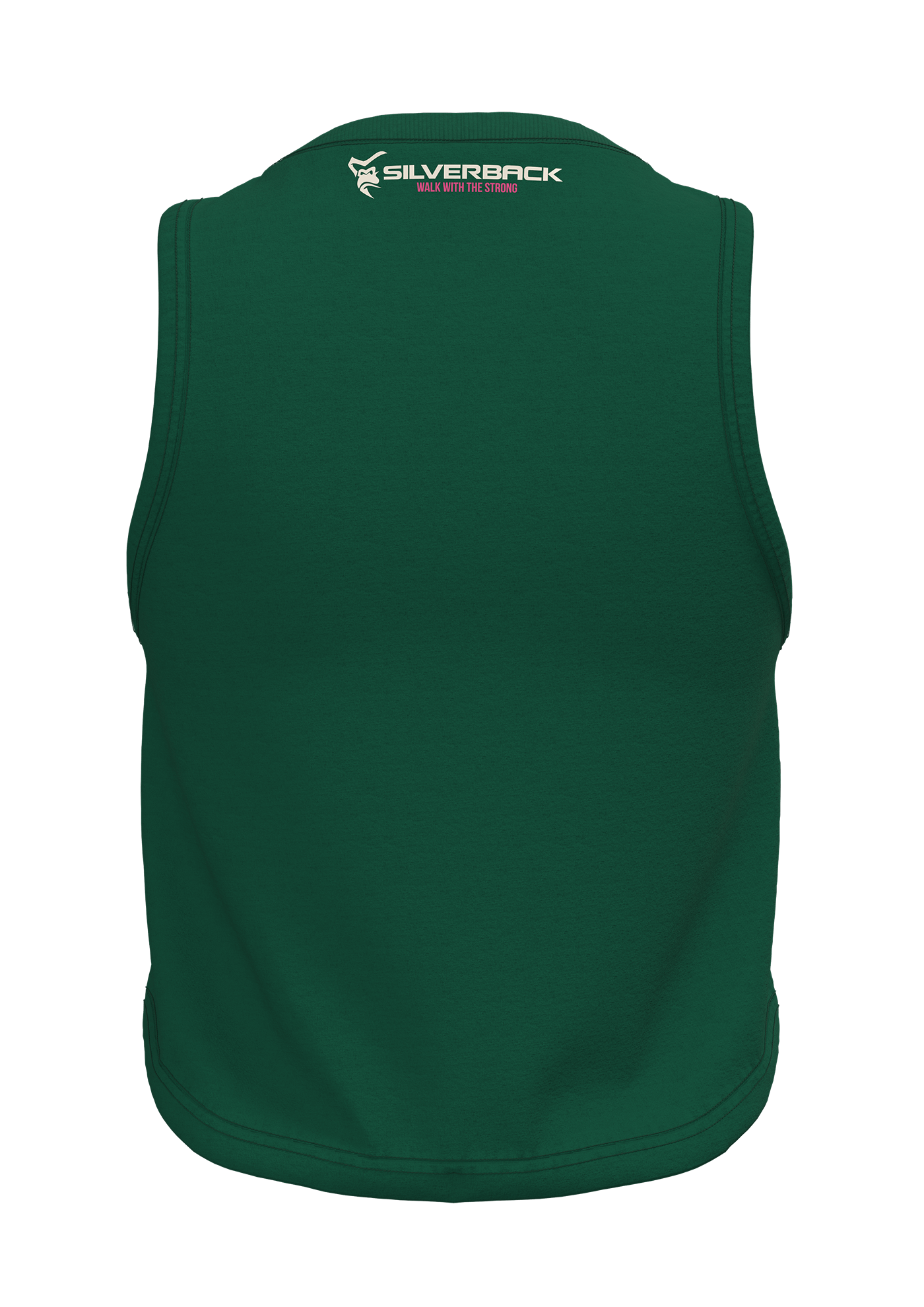 Back view CLO3D render of a sleeveless gym tee created for Silverback Gymwear, highlighting print placement and fit