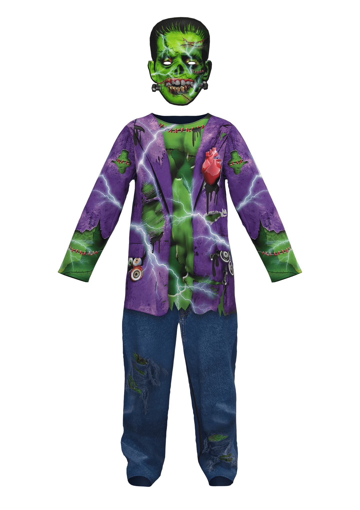 3D render of a Frankenstein costume and mask created in CLO3D for Smiffys, showcasing character costume development