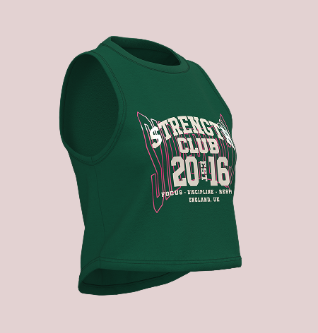 3/4 CLO3D view of a sleeveless slogan t-shirt designed for Silverback Gymwear, created for digital marketing and e-commerce